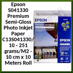 Epson S041330 Premium Semi-Gloss Photo Inkjet Paper - 251 grams/M2 - 10 cm x 10 Meters Roll