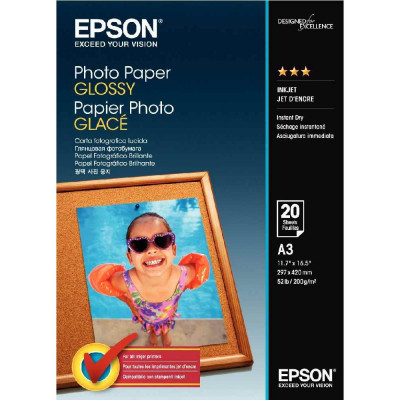 Epson Glossy Inkjet Photo Paper C13S042536 - 279 mm X 420 mm (A3) - 200 Grams/M2 - 20 sheets per pack
