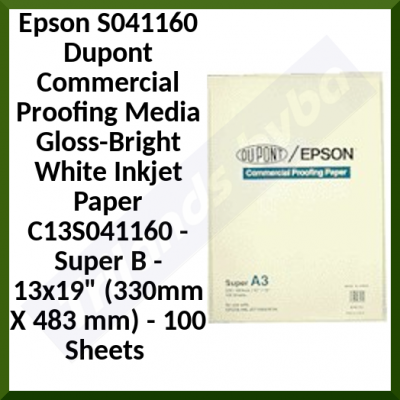 Epson S041160 Dupont Proffesional Commercial Proofing Media Gloss-Bright White Inkjet Paper C13S041160