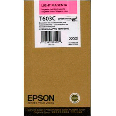 Epson T603C Light Magenta Original Ink Cartridge C13T603C00 (220 Ml) for Epson Stylus Pro 7800, 7880, 9800, 9880