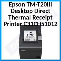 Epson TM-T20III Desktop Direct Thermal Printer C31CH51012 - Monochrome - Receipt Print - Ethernet - EU - 250 mm/s Mono - 203 x 203 dpi - 80 mm Label Width