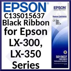 Epson S015637 Black Nylon Original Printer Ribbon C13S015637 (4 Million Strikes) for Epson LX-300, LX-350 Series