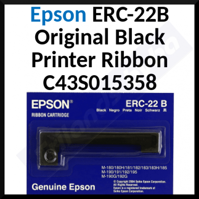 Epson ERC-22B Black Ink Original POS Printer Ribbon C43S015358 (6 Million Strikes) 