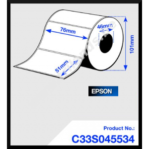 Epson 76 mm X 51 mm Original Premium Die Cut Matte Thermal Labels C33S045534  - 650 Labels on Roll - for Epson TM-C3400-LT, TM C3400, C3400 SecurColor, C340, ColorWorks C831, C3400, C3500, C7500BK, C3400E, C3400U, C3500