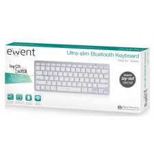 Ewent Bluetooth Keyboard EW3168 - for Tablets / SmartPhones - Azerty Belgium - white, silver