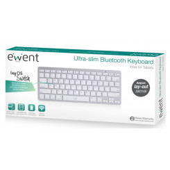 Ewent (EW3168) Bluetooth Keyboard - for Tablets / SmartPhones - Azerty Belgium - white, silver