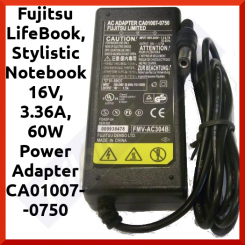 Fujitsu LifeBook, Stylistic Notebook 16V, 3.36A, 60W Power Adapter CA01007-0750 - 6.5mm Pin - In Perfect Condition - Refurbished