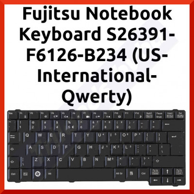 Fujitsu Notebook Keyboard S26391-F6126-B234 (US-International-Qwerty) for Fujitsu Siemens Amilo Pro V2000, V5505, V5535 Series, Esprimo Mobile M7400, M9400 Series