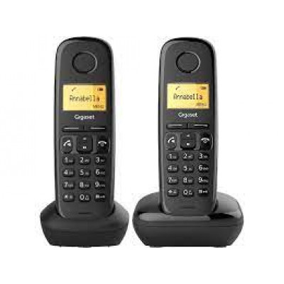 Gigaset A270A Duo DECT Cordless Phone - Black - Cordless - Corded - 1 x Phone Line - 2 x Handset - 1 Simultaneous Calls - Speakerphone - Answering Machine