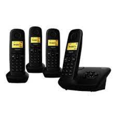 Gigaset A270A Quattro DECT Cordless Phone - Black - Cordless - Corded - 1 x Phone Line - 4 x Handset - 1 Simultaneous Calls - Speakerphone - Answering Machine