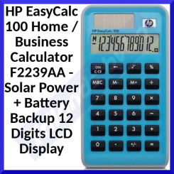 HP EasyCalc 100 Home / Business Solar Power Calculator F2239AA - Solar Power + Battery Backup 12 Digits LCD Display (F2239AA#AK9)