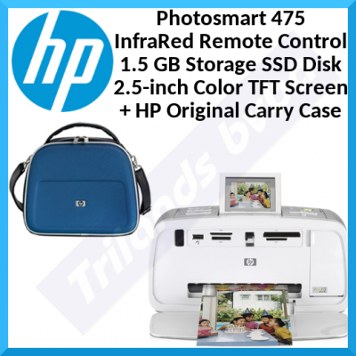 HP (Q7011B  + HP CC698A) Photosmart 475 Color Photo Inkjet Printer Photosmart Metro Carrying Case - 6.35 cm LCD Screen for Photos - InfraRed Remote control SlideShow - 1.5 GB SSD Storage -TV Connection for Photo Display