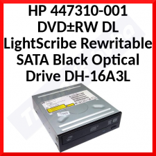 HP 447310-001 DVD±RW DL LightScribe Rewritable SATA Black Optical Drive DH-16A3L - Refurbished