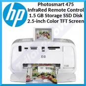HP Photosmart 475 Color Photo Inkjet Printer (Q7011B) - 6.35 cm LCD Screen for Photos - InfraRed Remote control SlideShow - 1.5 GB SSD Storage -TV Connection for Photo Display