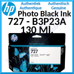 HP 727 Photo Black Original Ink Cartridge B3P23A (130 Ml) for HP DesignJet ePrinters T1500, T1500ps, T2500, T2500ps, T920, T920ps