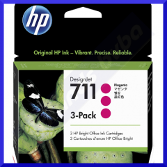 HP 711 MAGENTA ORIGINAL DesignJet (3-Ink Pack) Ink Cartridges CZ135A (3 X 29 ML)