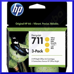 HP 711 YELLOW ORIGINAL DesignJet (3-Ink Pack) Ink Cartridges CZ136A (3 X 29 ML)