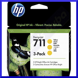 HP 711 3-pack 29-ml Yellow Original Ink Cartridges CZ136A for HP DesignJet T120, T120e, T520, T520e