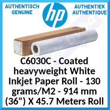 HP C6030C Coated heavyweight White Inkjet Paper Roll - 130 grams/M2 - 914 mm (36") X 45.7 Meters