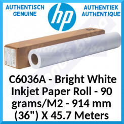 HP Bright White Inkjet Paper Roll C6036A - 90 grams/M2 - 914 mm (36") X 45.7 Meters