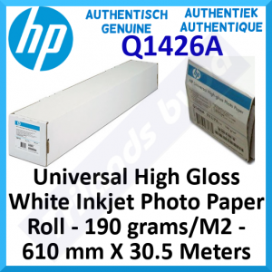 HP Universal High Gloss White Inkjet Photo Paper Roll Q1426A - 190 grams/M2 - 610 mm (24" - A1)  X 30.5 Meters - (24 in x 100 ft) - Special Offer