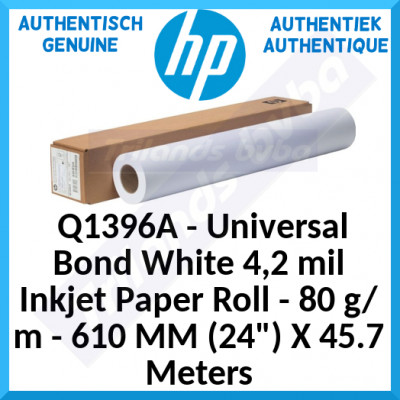 HP Q1396A Universal Bond White 4,2 mil Inkjet Paper Roll - 80 g/m - 610 MM (24") X 45.7 Meters