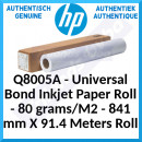 HP Q8005A Universal Bond Inkjet Paper Roll - 80 grams/M2 - 841 mm X 91.4 Meters Roll