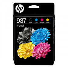 HP 937 CMYK (4-Ink Pack) BLACK + CYAN + MAGENTA + YELLOW ALL Original Ink Cartridges 6C400NE