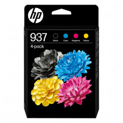HP 937 CMYK (4-Ink Pack) BLACK + CYAN + MAGENTA + YELLOW ALL Original Ink Cartridges 6C400NE