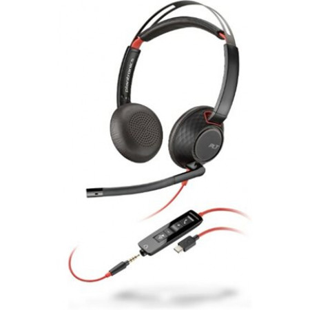 HP Poly Blackwire 5220 Stereo USB-C Headset +3.5mm Plug +USB-C/A Adapter