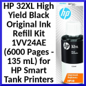 HP 32XL High Yield Black Original Ink Refill Kit 1VV24AE (6000 Pages - 135 mL)