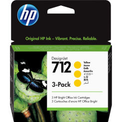 HP 712 (3ED79A) Original 3-Pack DesignJet Yellow Ink Cartridges (3 X 29ml)