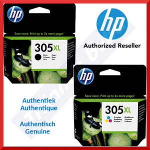 HP 305XL (2-Ink Black+Color Bundle) - HP 305XL High Yield Black Original Ink Cartridge (4 Ml.) + HP 305XL High Yield Color Original Ink Cartridge (5 Ml.)