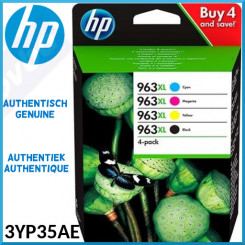 HP 963XL CMYK (4 High Capacity Ink CMYK Bundle) ORIGINAL High Yield CYAN 3JA27AE / MAGENTA 3JA28AE / YELLOW 3JA28AE / BLACK 3JA30AE Ink Cartridges Bundle