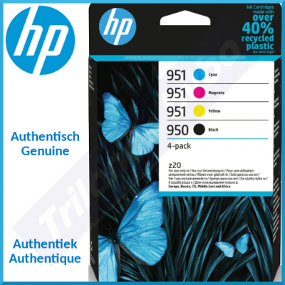 HP 950 / 951 (4-Ink CMYK Pack) Original 950 Black / 951 Cyan / Magenta / Yellow OfficeJet Ink Cartridges 6ZC65AE