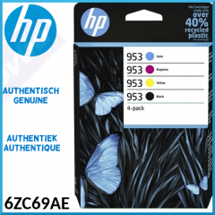 HP 953 CMYK (4-Ink CMYK Pack) Original Black / Cyan / Magenta / Yellow Officejet Ink Cartridges 6ZC69AE