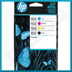 HP 932 Black + 933 Original 4-Ink CMYK Pack Ink Cartridges 6ZC71AE#301 (4-Ink Pack - 1 X Black + 1 X Cyan + 1 X Magenta + 1 X Yellow Ink Cartridges)