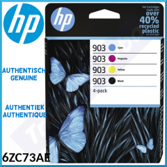 HP 903 CMYK (4-Ink Pack) ORIGINAL Black / Cyan / Magenta / Yellow Officejet Ink Cartridges 6ZC73AE