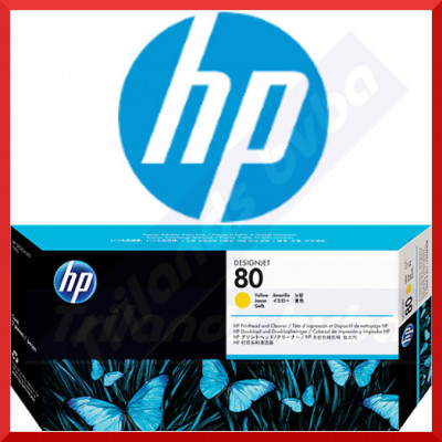 HP 80 (C4823A) Original DesignJet YELLOW Printhead and Printhead Cleaner - Outdated Sealed Package