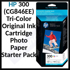 HP 300 (CG846EE) Tri-Color Original Ink Cartridge Photo Paper Starter Pack - Original Outdated Packing - Clearance Sale - Opruiming - Déstockage - Lagerräumung