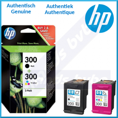HP 300 (2-Pack) Original - 300 Black + 300 TriColor Ink Cartridges CN637EE (200 Pages Black + 165 Pages Color)