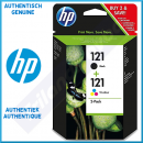 HP 121 Black Ink + 121 Tri-Color Ink (2) Original Cartridges Combo Pack CN637HE - Outlet Sale
