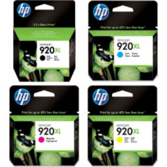 HP 920XL (4-CMYK Bundle) Black CD975A / Cyan CD972A / Magenta CD973A / Yellow CD974A Officejet High Capacity Original Ink Cartridges