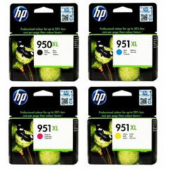 HP 950XL+951XL (4-Ink CMYK Bundle) Black CN045AE / Cyan CN046AE / Magenta CN047AE / Yellow CN048AE High Capacity Original OfficeJet Ink Cartridges 