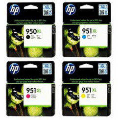 HP 950XL+951XL (4-Ink CMYK Bundle) Black CN045AE / Cyan CN046AE / Magenta CN047AE / Yellow CN048AE High Capacity Original OfficeJet Ink Cartridges 