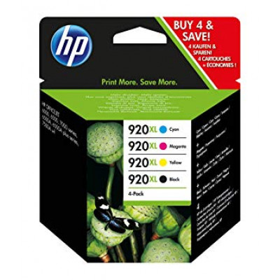 HP 920XL (4-Pack) High Yield Black / Cyan / Magenta / Yellow Officejet Original Ink Cartridges C2N92AE for HP Officejet 6000, 6500, 7000, 7500 Series