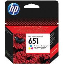 HP 651 Tri-Color Original Ink Advantage Cartridge C2P11AE (300 Pages) for HP DeskJet Advantage 5575, HP OfficeJet Portable 202, 252