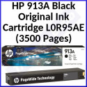 HP 913A Original BLACK Ink Cartridge L0R95AE (3500 Pages) for HP PageWide Pro 352, 377, 452, 477