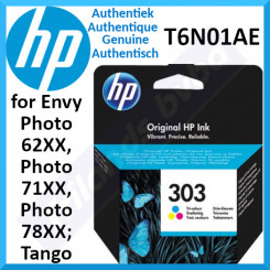 HP 303 Tri-Color Original Ink Cartridge T6N01AE (4 Ml.) for HP Envy Photo 62XX, Photo 71XX, Photo 78XX; Tango; Tango X