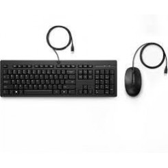 HP 225 Keyboard & Mouse - USB Cable Keyboard - Belgian - Black - USB Cable Mouse - Scroll Wheel - AZERTY - Black - Compatible with Windows - QWERTY - English